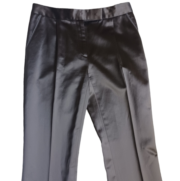 Salvadore Ferragamo Womens Chocolate Brown Straight Flat Pants Glossy Size 40 - Picture 2 of 10